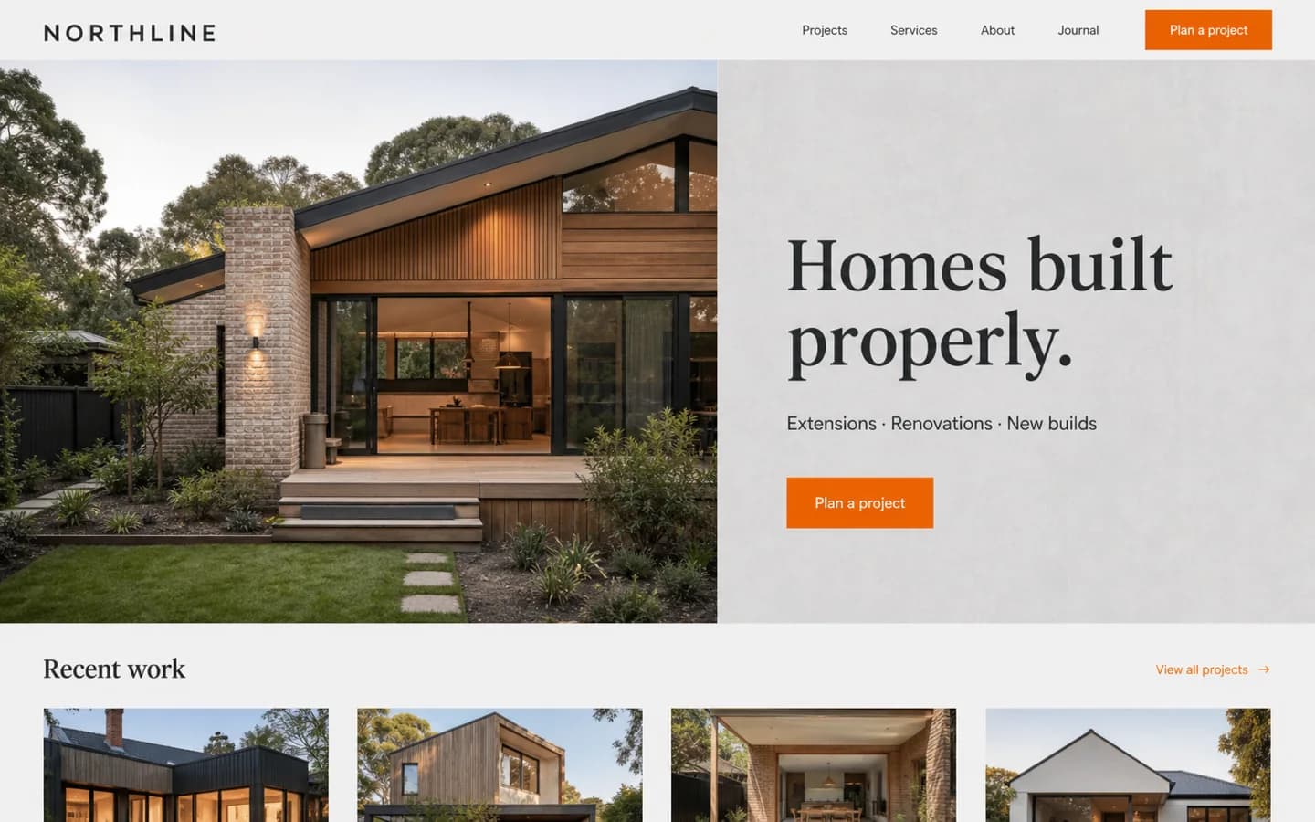 Northline local construction homepage concept