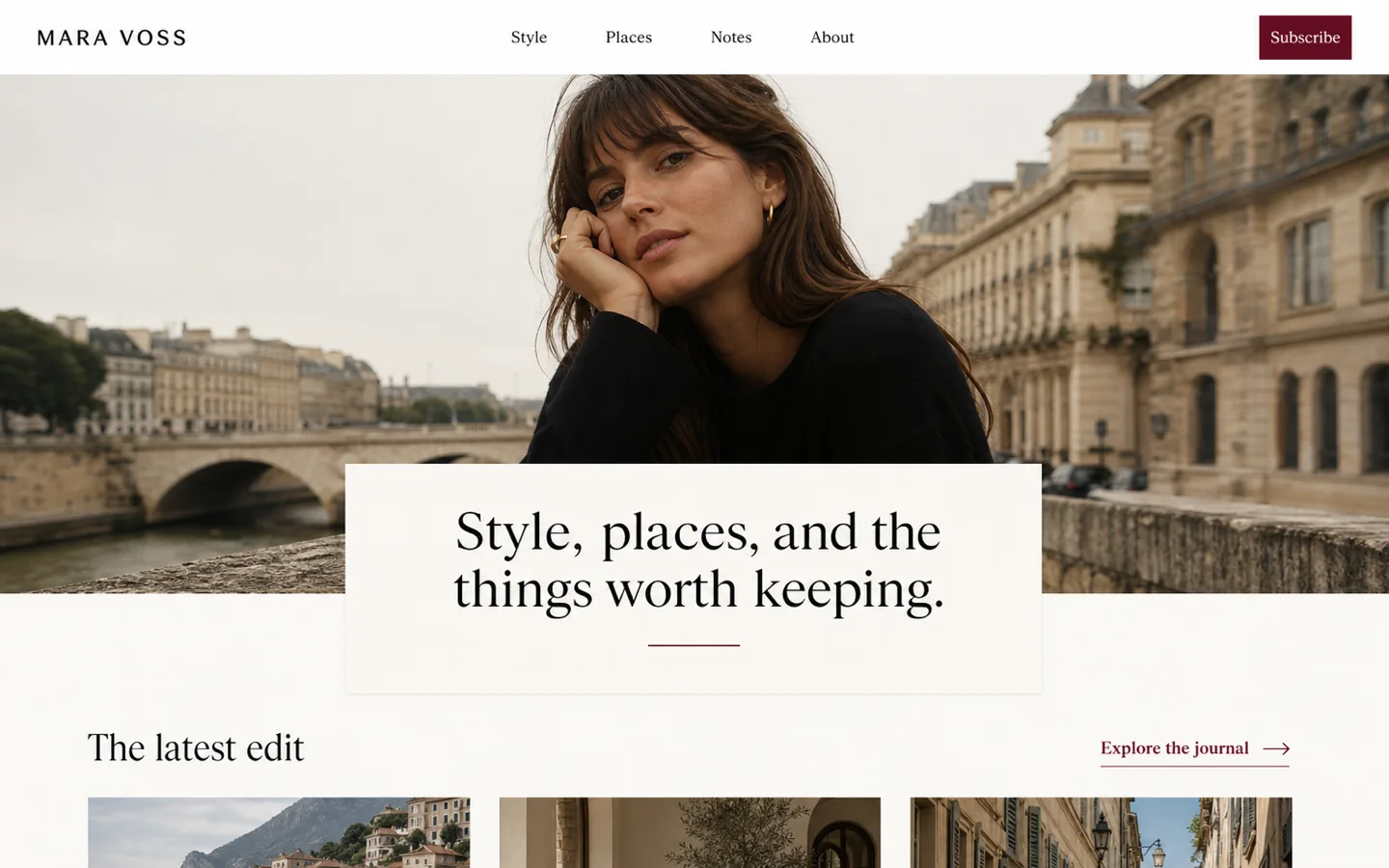 Mara Voss creator homepage concept